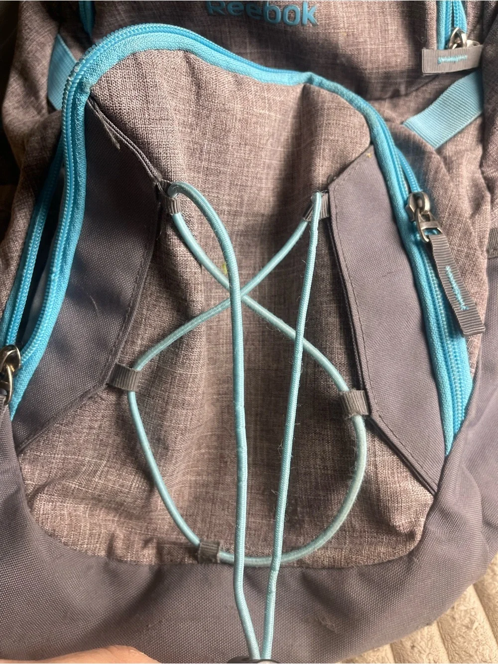 Reebok Gray Backpack with Teal Accents